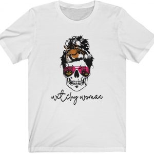 witchy woman fall skull bun spider shirt