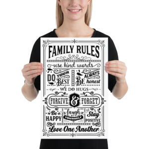 Family Rules kind words Home Decor Family Poster