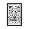 Family Rules Quote Framed poster kind words Home Decor