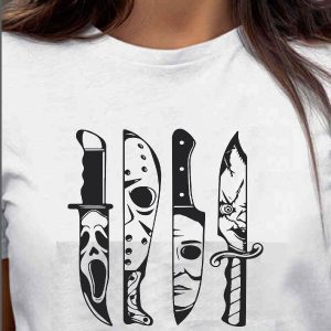 Horror Movie characters In Knives Shirt