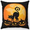 nightmare black cat halloween pillow