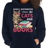 easily distracted by cats and books hoodie