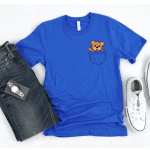 Bear Pocket T-shirt Cute Bear Hello Pocket Shirt
