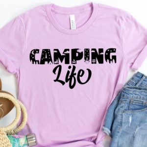 camping life distressed camping tshirt