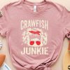 bleached crawfish junkie women funny tshirt