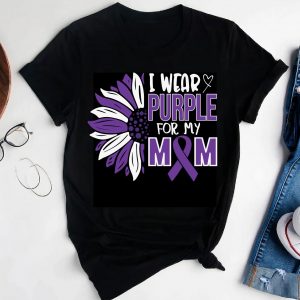 i wear purple for my mom purple awareness design tee
