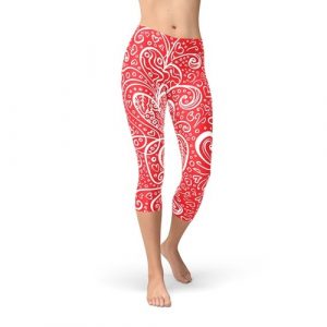 Abstract Floral Hearts Capri Leggings