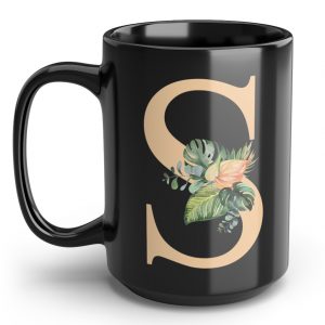 personalized floral monogram letter 15 oz mug