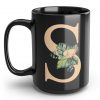 personalized floral monogram letter 15 oz mug