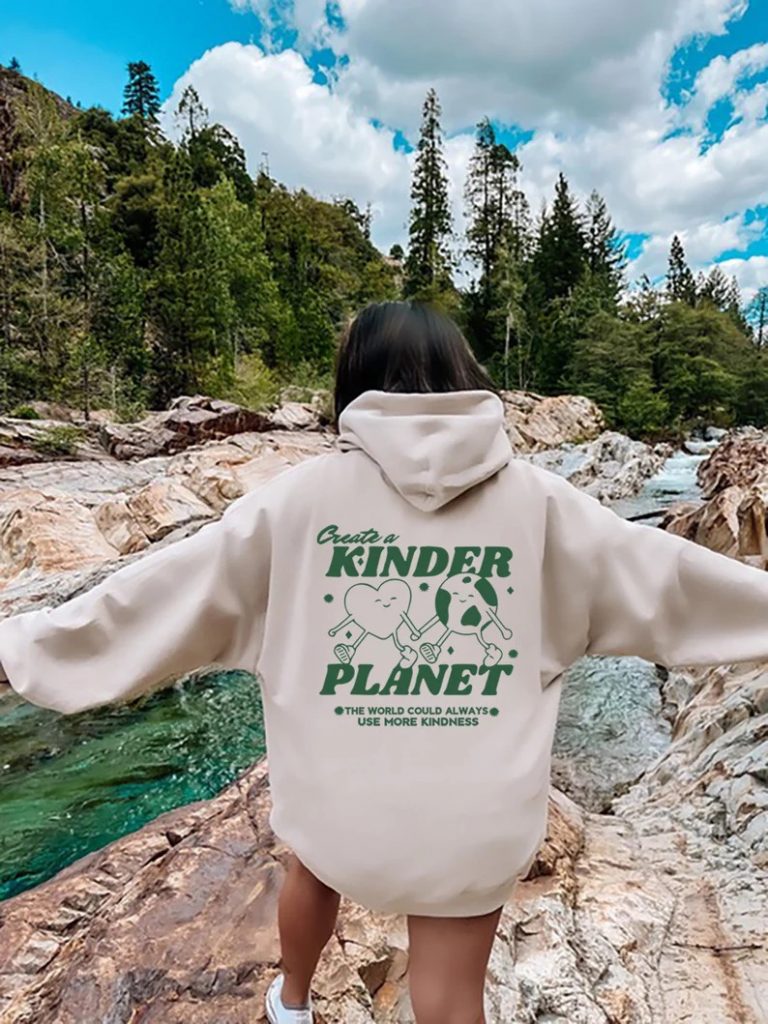 create a kinder planet positive hoodie