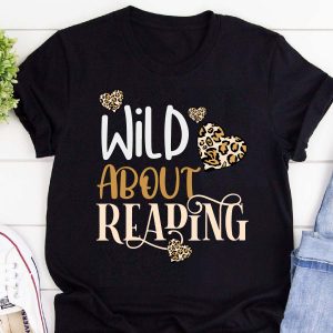 wild about reading leopard print book lover shirt
