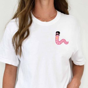 a worm with a mustache shirt