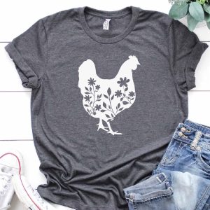 floral chicken farm shirt