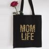 leopard print mom life tote bag