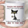 unhappy cat coffee mug