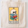 book lover reading skull tarot tote bag