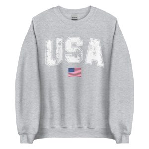 Retro USA Sweatshirt, Vintage American Flag Crewneck