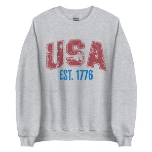 USA Est 1776 Sweatshirt, 4th of July, Independenc Crewneck