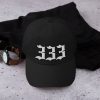 333 Hat Embroidered, Angel Number Triple Three Good Luck Hat