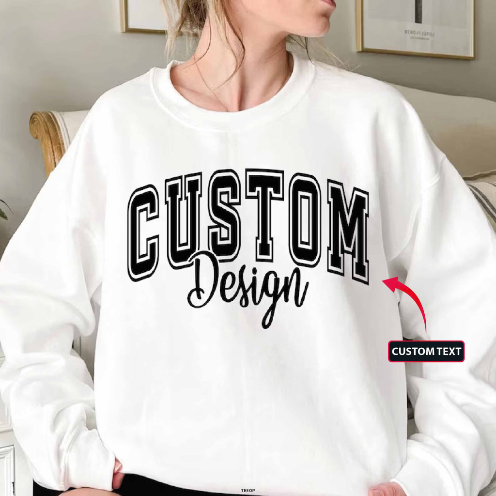 custom text varsity font sweatshirt